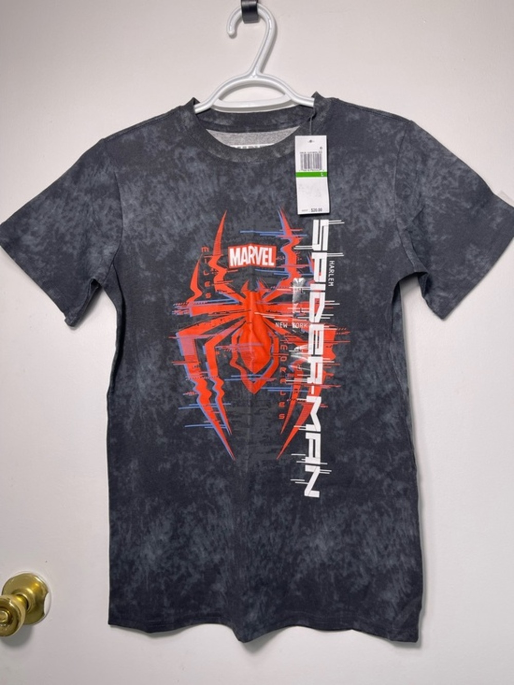Marvel Boys Logo Tee - Gray & White Print  Size L NWT